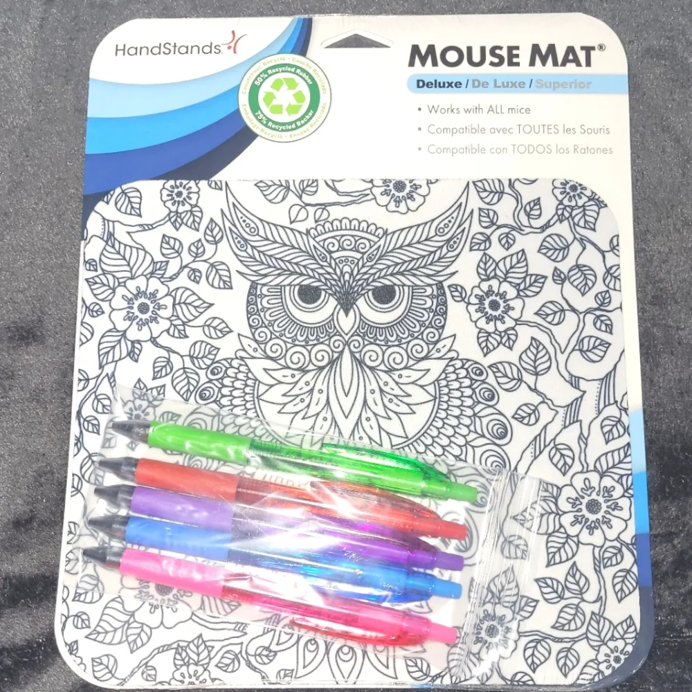 2 for $15🦉Mouse pad. Owl color me mouse mat with 5 color pens. Non-skid. - Picture 1 of 3